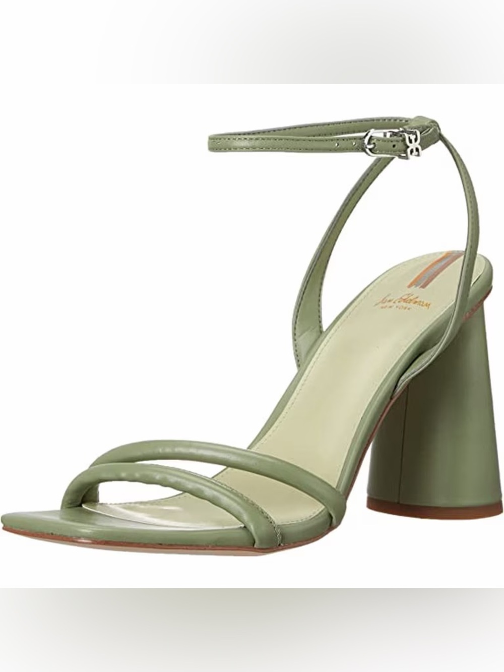 Green Strappy Block Heel Sandals with Ankle Strap